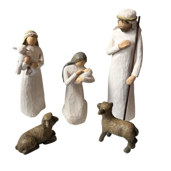 Willow Tree 5 pc Nativity Set Christmas Mary Baby Jesus Joseph Shepard Sheep - Picture 1 of 8